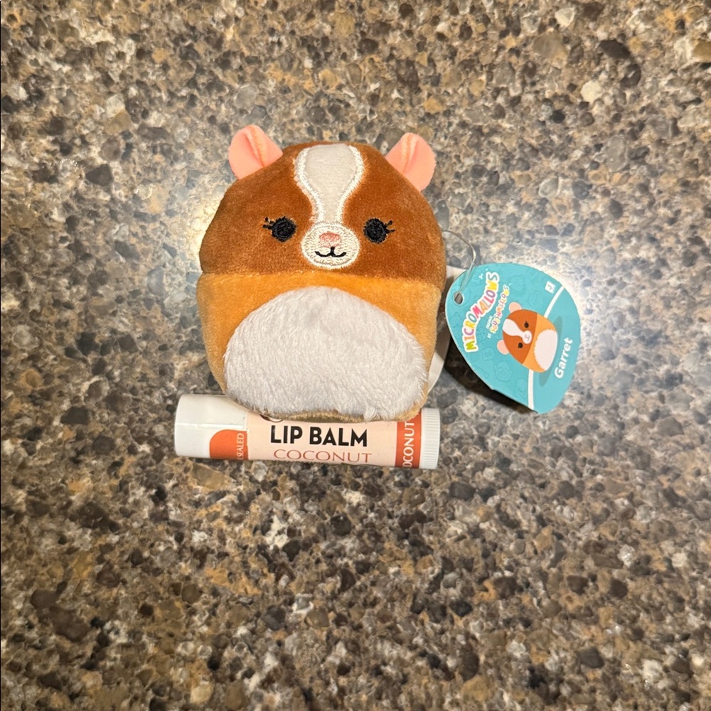 Cute Micromallows Squishmallow "Garret" with Coconut Lip Balm NEW